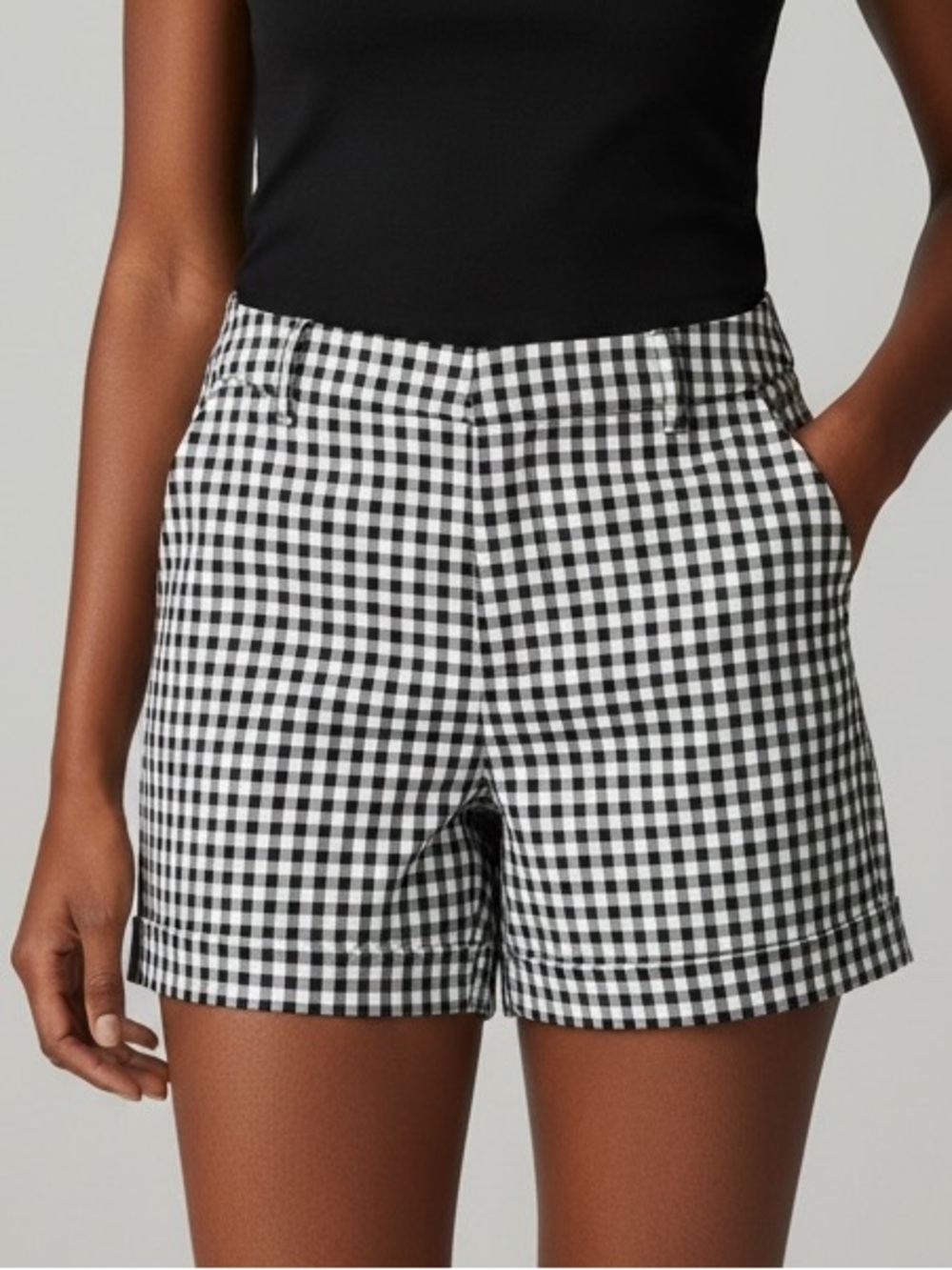 Black and White Gingham Checkered Pattern Shorts